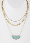 Mixed Layered Necklace with Pendant (Multiple Colors)