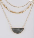 Mixed Layered Necklace with Pendant (Multiple Colors)