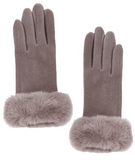 Faux Fur Touch Gloves - Burgundy