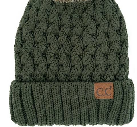 CC Lattice Beanie with Pom (Multiple Colors)